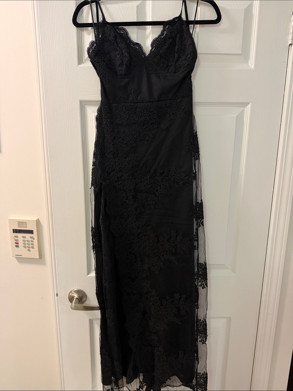 Banjul Black Lace Maxi Slip Dress